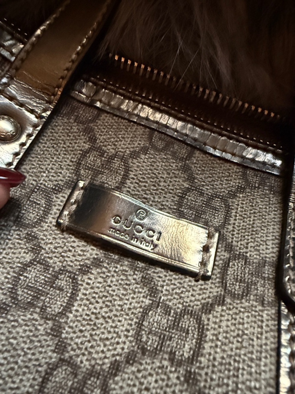 Gucci Beige GG Canvas Mini Satchel with Brown Leather Trim - Picture 2 of 6